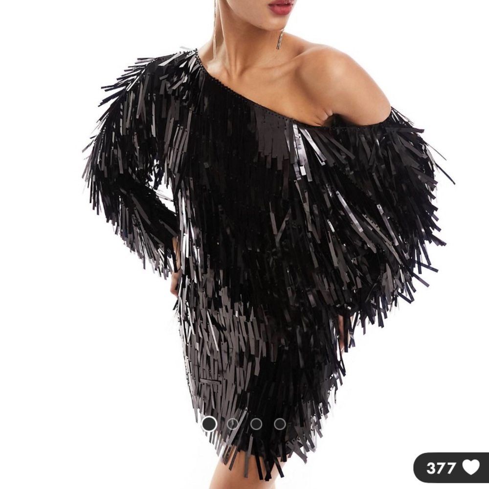 Fun, long-sequin black dress